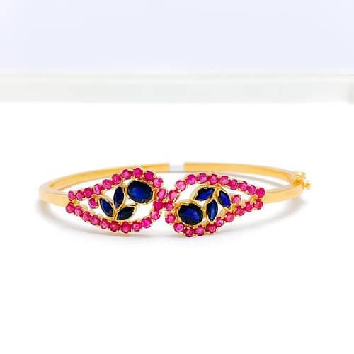 Ruby + Sapphire Floral Bangle Bracelet - Image 5