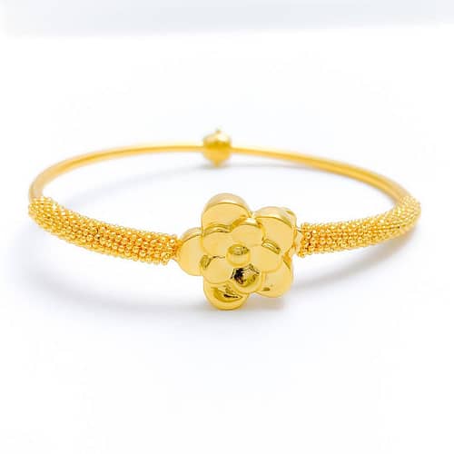 Glossy Floral Bangle Bracelet - Image 4