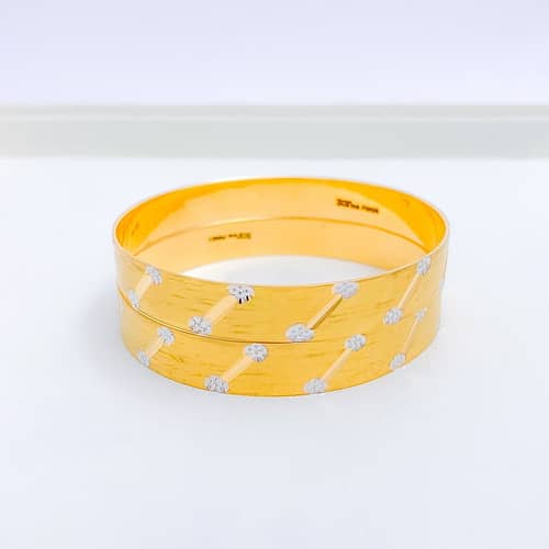 Striking White Gold Accented Bangles - Image 4