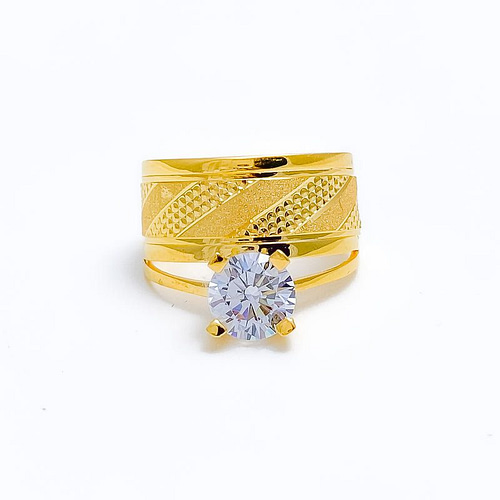 Sand Finish CZ Ring