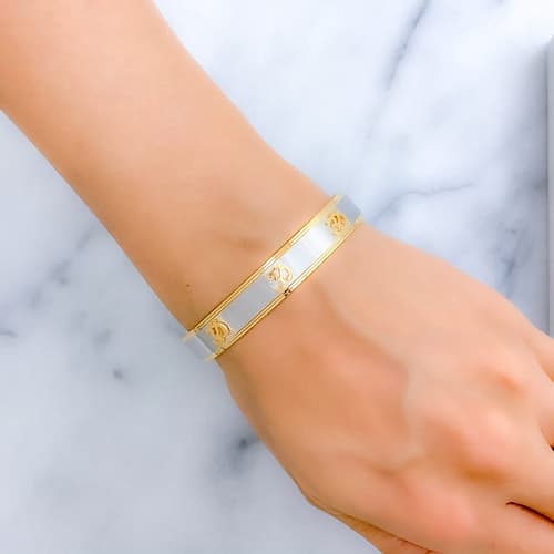 Matte White Gold Om Cuff - Image 5