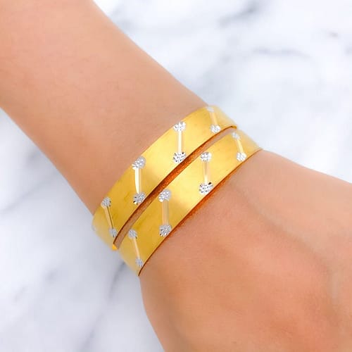 Striking White Gold Accented Bangles - Image 2