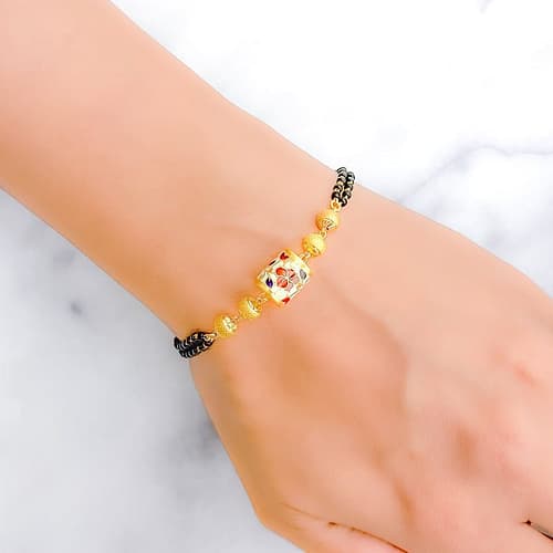 Elegant Meenakari Dual Chain Bracelet - Image 2