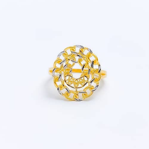 Reflective TwoTier Oval Ring