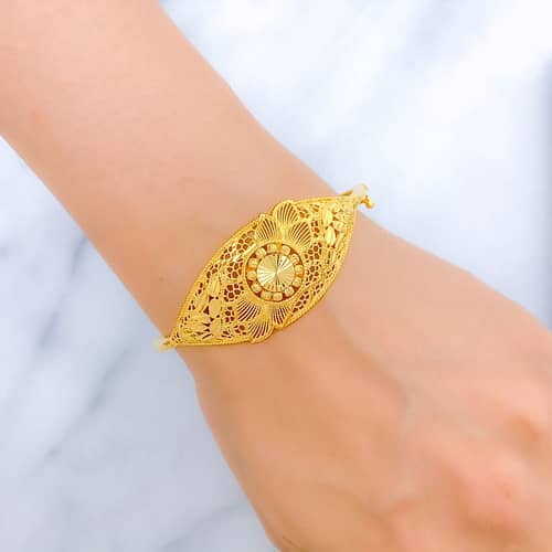 Reflective Floral Filigree Bangle Bracelet - Image 3