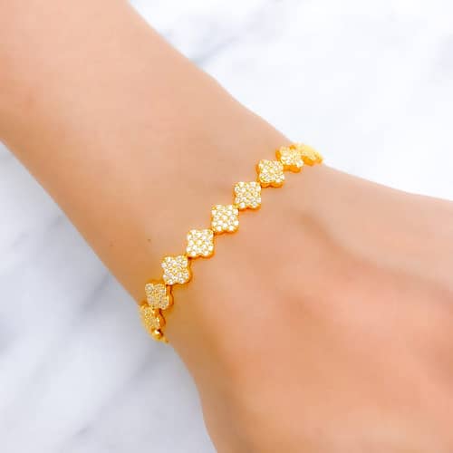 Fancy Clover CZ Bracelet - Image 3
