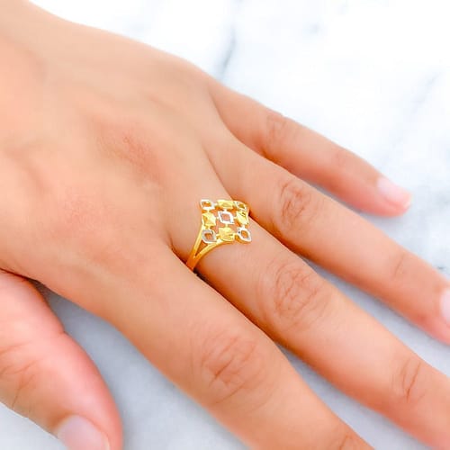 Sparkling Dual Tone Geometric Ring - Image 3