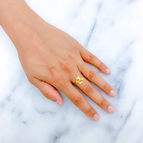 Petite Curved Floral Ring - Image 5