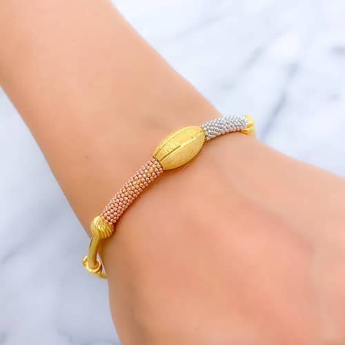 Modern Oval Orb Bangle Bracelet - Image 3
