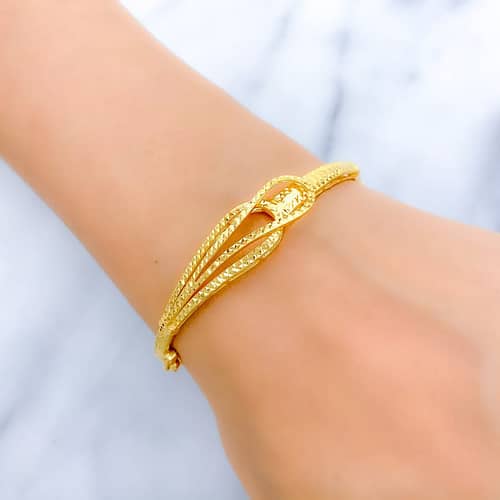 Unique Layered Leaf Bangle Bracelet - Image 3