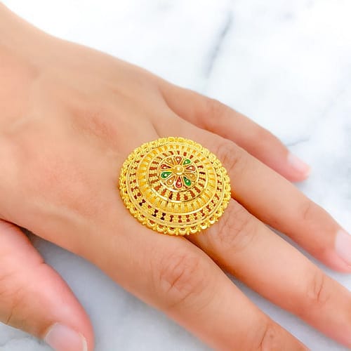 Decorative Dressy Enamel Flower Ring - Image 2