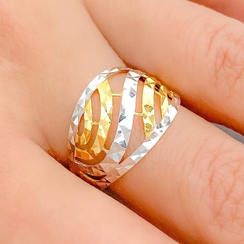 Swirling Wide TwoTone Ring - Image 3