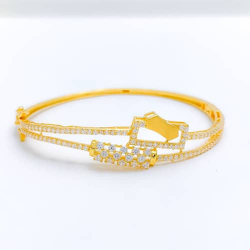 Bold Geometric CZ Bangle Bracelet - Image 5