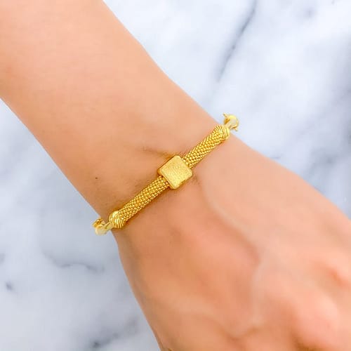 Smooth Geometric Bangle Bracelet - Image 3