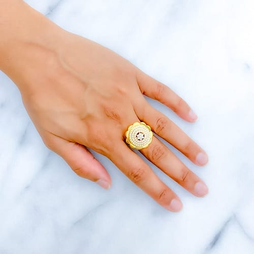 Exclusive Flower Top CZ Statement Ring - Image 3