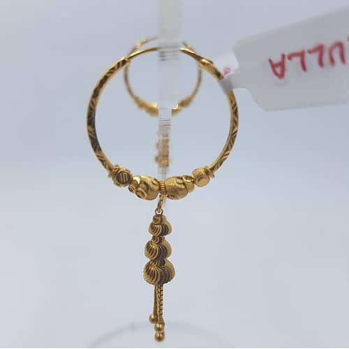 Hoops Gold Bali Pair with three layer latkan