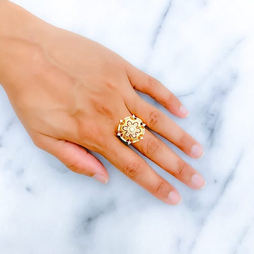 Glowing CZ Flower Statement Ring - Image 2
