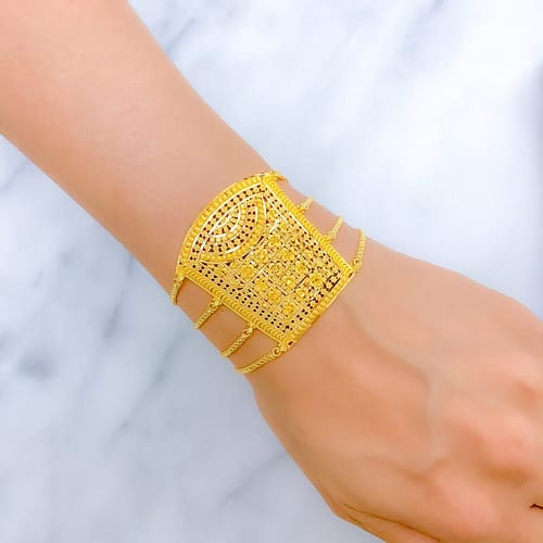 Checkered Flower Statement Bracelet - Image 3