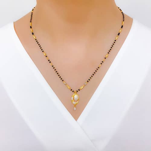 Asymmetrical CZ Mangalsutra - Image 4