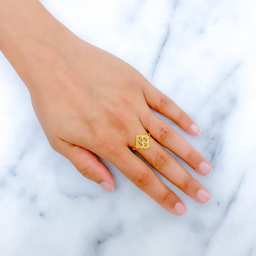 Delicate Gold Mesh Ring - Image 2