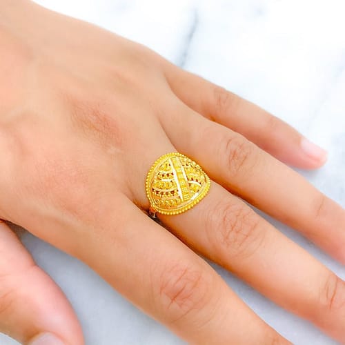 Classy Striped Gold Ring - Image 2