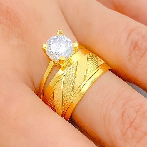 Sand Finish CZ Ring - Image 3