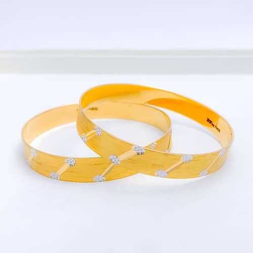 Striking White Gold Accented Bangles - Image 5