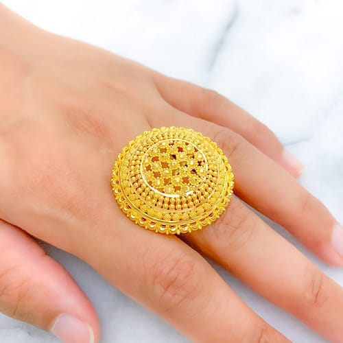 Luscious Detailed Beaded Dome Ring - Image 3