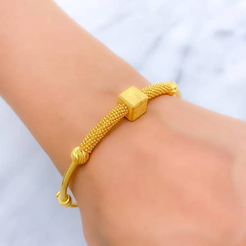 Smooth Geometric Bangle Bracelet - Image 2