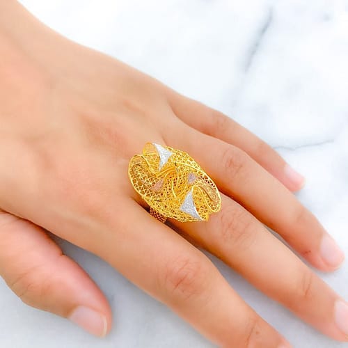 Modern Elongated Net Ring - Image 3