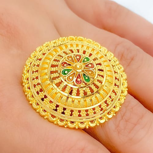 Decorative Dressy Enamel Flower Ring - Image 5