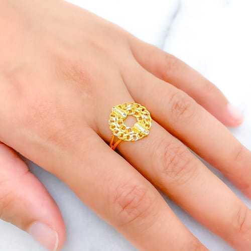 Shiny TwoTone Chain Link Ring - Image 4