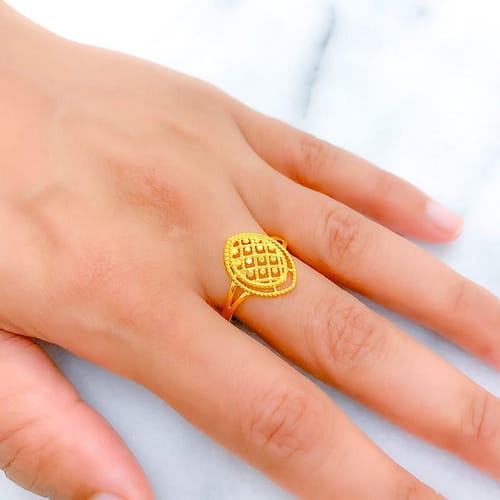 Netted Dotted Marquise Ring - Image 5