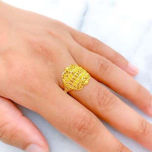 Glistening Symmetrical Gold Ring - Image 3