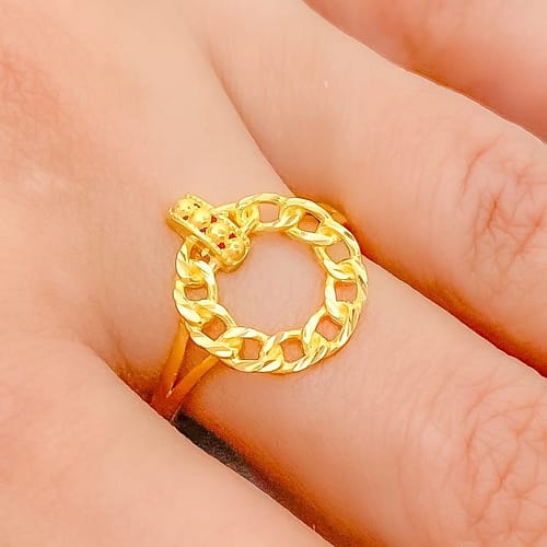 Petite Halo Chain Link Ring - Image 3