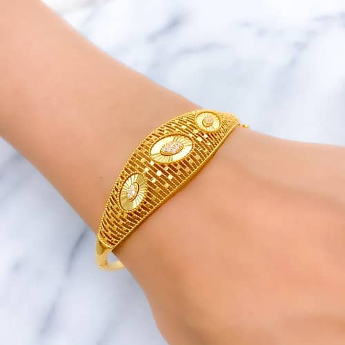 Trendy Oval CZ Bangle Bracelet - Image 3