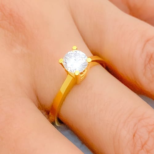 Delicate Smooth Finish CZ Ring - Image 4
