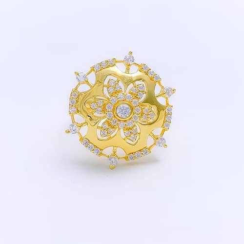 Glowing CZ Flower Statement Ring