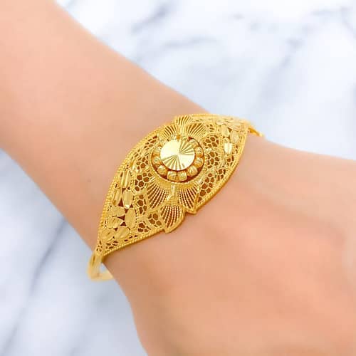 Reflective Floral Filigree Bangle Bracelet - Image 2