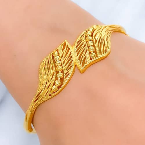 Versatile Layered Leaf Bangle Bracelet - Image 2