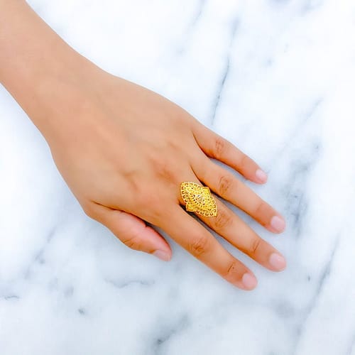 Fancy Traditional Elongated Dome Ring - Image 2