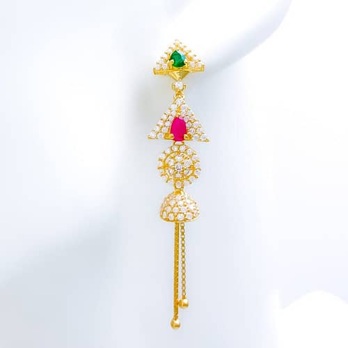 Contemporary Triangular CZ Earrings - Image 3