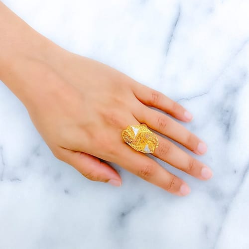 Modern Elongated Net Ring - Image 4