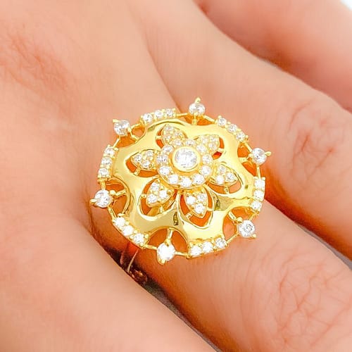 Glowing CZ Flower Statement Ring - Image 4