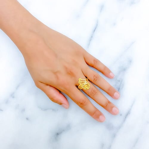 Ethereal Floral Feather Ring - Image 3