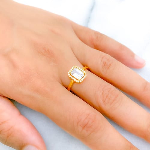 Elevated Emerald Cut CZ Ring - Image 3