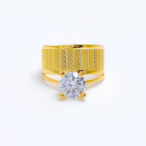 Stately Striped CZ Ring