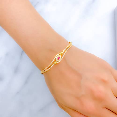 Sleek Sparkling CZ Charm Bracelet - Image 3