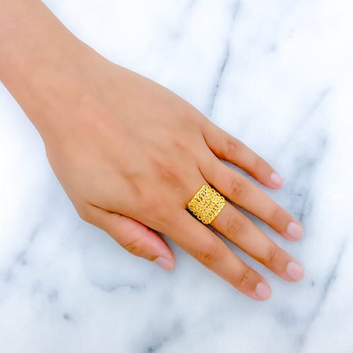 Evergreen Floral Square Ring - Image 5