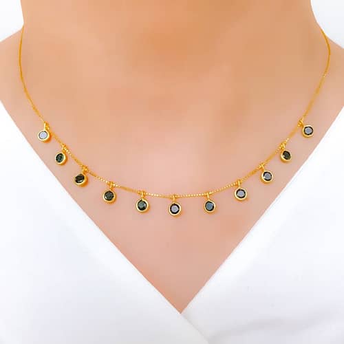 Tasteful Round Black CZ Necklace - Image 3